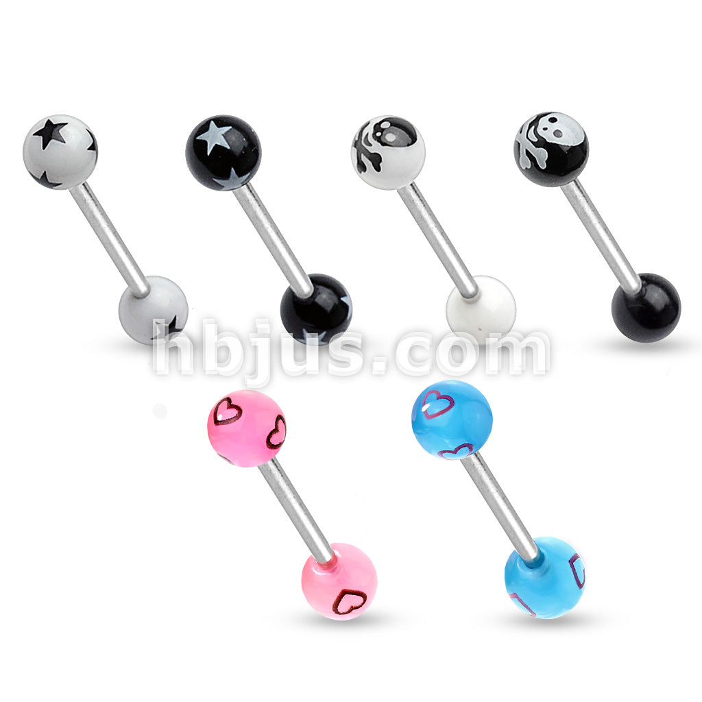 Assorted Multi Shape Acrylic Balls 316L Surgical Steel Barbell Pack
