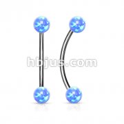 Opal Ball Ends 316L Surgical Steel Curved Barbell for Snake Eye Piercings and More