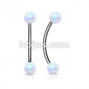 Opal Ball Ends 316L Surgical Steel Curved Barbell for Snake Eye Piercings and More