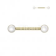 Implant Grade Titanium Threadless Push In Pearl Set Ends Nipple Barbell Rings