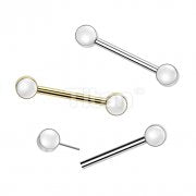 Implant Grade Titanium Threadless Push In Pearl Set Ends Nipple Barbell Rings
