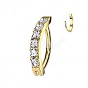 Implant Grade Titanium Hinged Hoop With CNC Set CZ Belly Button Ring