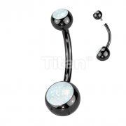 Implant Grade Titanium Internally Threaded Double Jeweled Opal Belly Button Ring