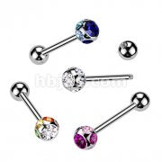 Mixed 316L Surgical Steel Barbells with 7-gem set Top Balls