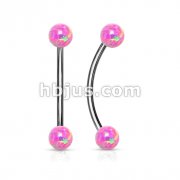 Opal Ball Ends 316L Surgical Steel Curved Barbell for Snake Eye Piercings and More