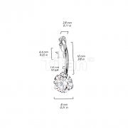 Implant Grade Titanium Threadless Push In Prong Set Bottom With Round Bezel Set CZ and Star Dangle Top Belly Button Ring