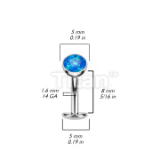 Implant Grade Titanium Threadless Floating Convex Base Belly Button Ring With Bezel Set Opal Ball Top