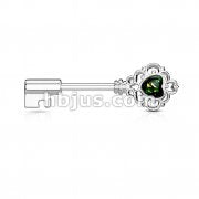 Opal Glitter Heart Centered Filigree Vintage Key 316L Surgical Steel Nipple Barbell Rings