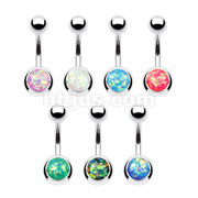 70pcs Opal Glitter Set 316L Surgical Steel Belly Button Navel Ring Bulk Pack (10pcs x 7 Colors)