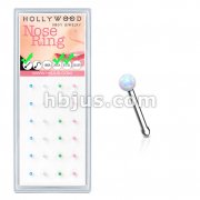 Opal Set Flat Top 20 Gauge 316L Surgical Steel Nose Bone Package
