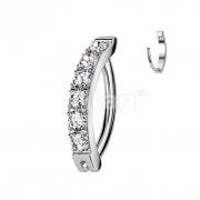 Implant Grade Titanium Hinged Hoop With CNC Set CZ Belly Button Ring