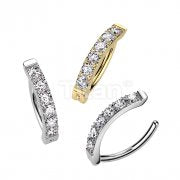 Implant Grade Titanium Hinged Hoop With CNC Set CZ Belly Button Ring